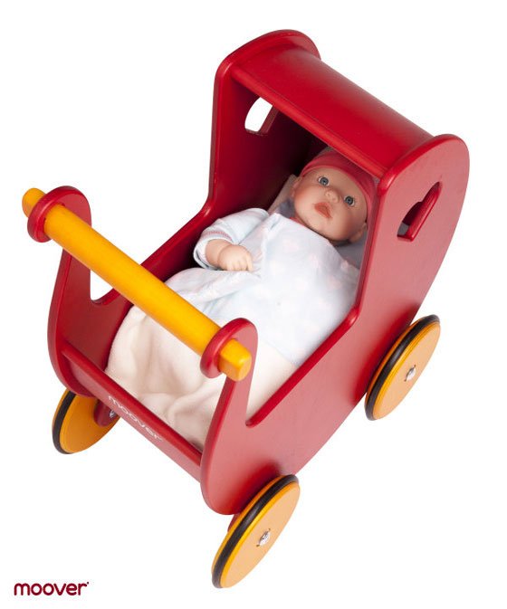 Moover Dolls Pram Ahşap Bebek Arabası Kırmızı